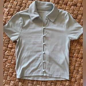 Abercrombie and Fitch Seafoam Green Button Collared Top